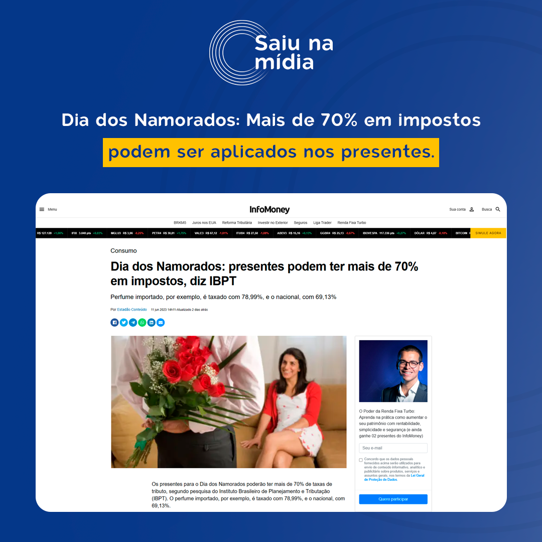 Dia dos Namorados: presentes podem ter mais de 70% em impostos